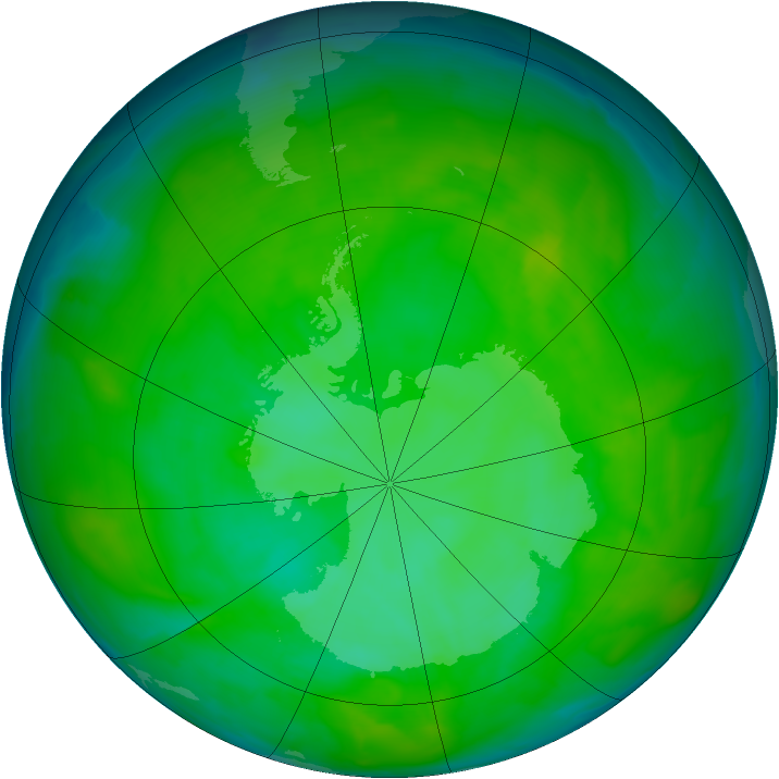 Antarctic ozone map for 15 December 2012